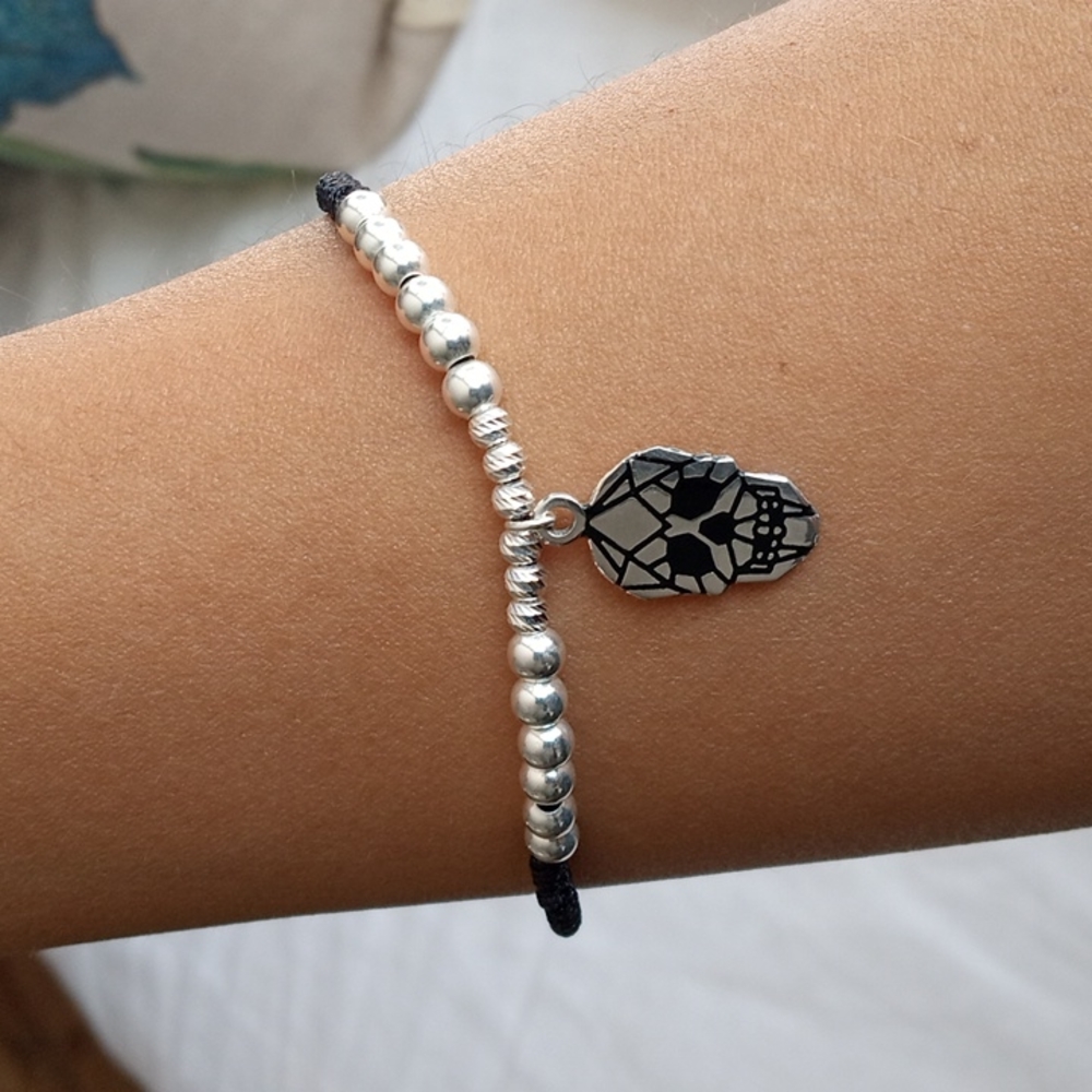 Sterling silver Halloween!!!! Sugar Skull bracelet sterling silver